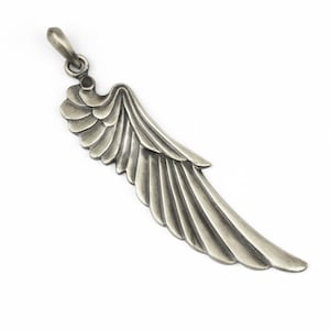 Lifelike Angel Wings Silver Pendant Necklace - Elegant and Light Eagle Feather Phoenix Feather Large Wings Jewelry - Brass Men and Women