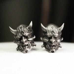 Japanese Prajna earrings - ghost jewelry - weird mask earrings - Japanese legend and myth jewelry - simple smiling Prajna earrings gifts