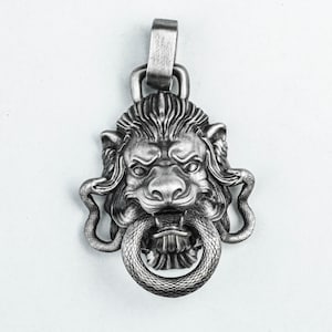 Leo Constellation Pendant Domineering Bite Ring Lion Pendant - Patron Saint Chinese Tang Lion Antique Spirit Beast Pendant\Necklace