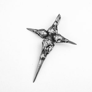 Crow skull cross pendant necklace for men and women new hollow design personalized animal bird silver jewelry 925 sterling silver brass