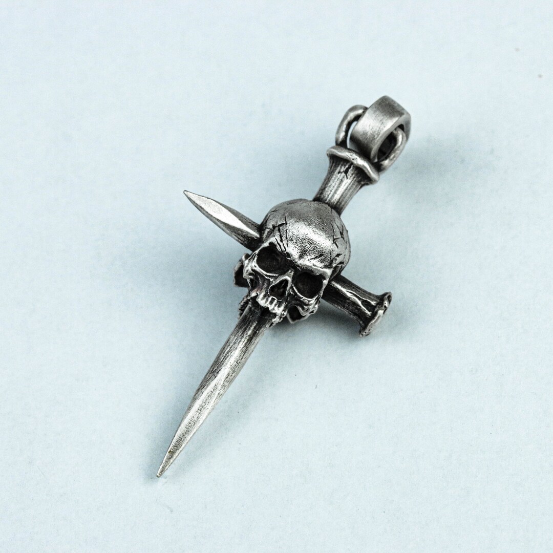 Exquisite Rivet Pendant Dark Cross Necklace Iron Nail Cross Earrings ...