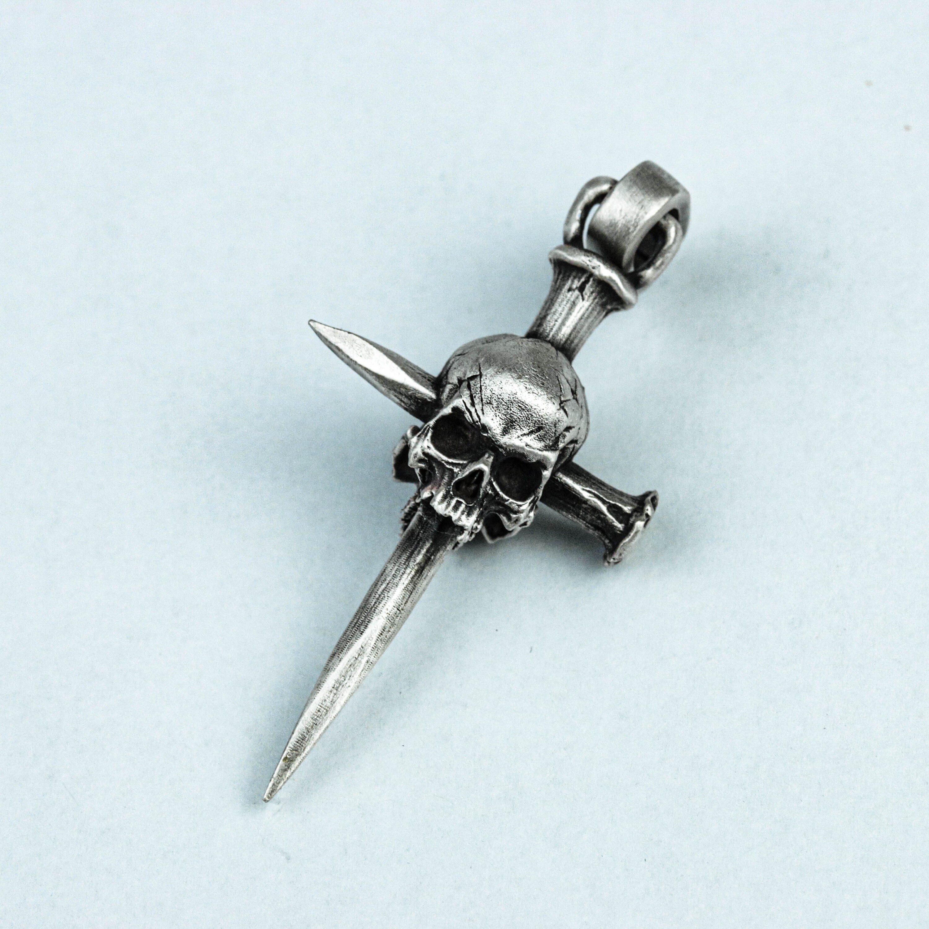 Exquisite rivet pendant dark cross necklace iron nail cross earrings gothic solid handmade jewelry 925 silver brass for men and women