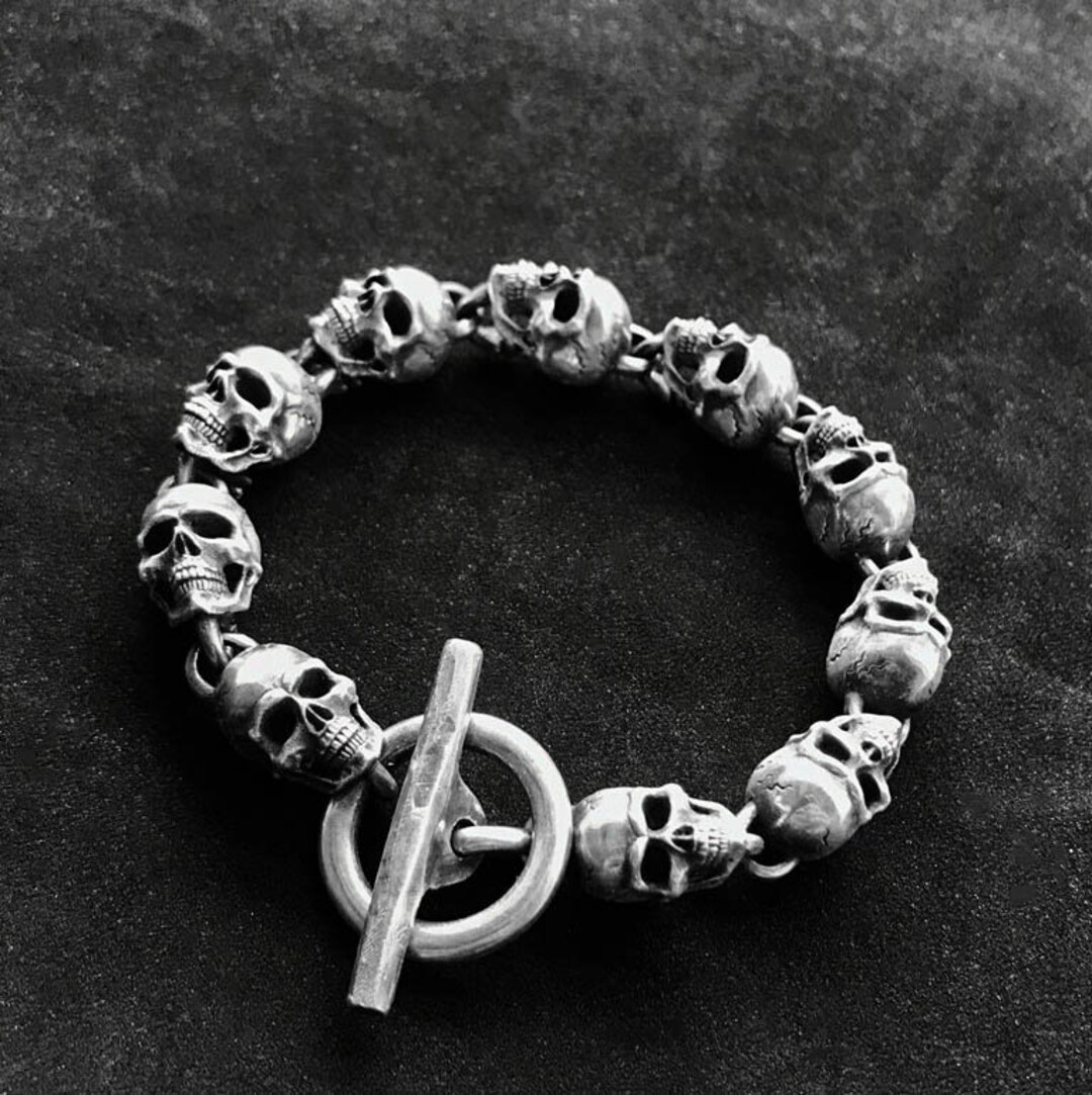 Men's Bracelet Skull Silver Bracelet Skull Silver Skull Silver Jewelry