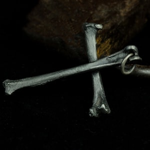 Black Cross Pendant - Bone Jesus Necklace Gift - Christian Catholic Handmade Cross Spine Pendant - Knights Templar Necklace