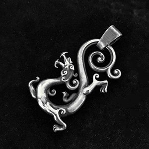 Flying Dragon and Phoenix Pendant Necklace Couple Animal Witchcraft Happiness Auspicious Peace Talisman Wings 925 Silver Brass Men and Women