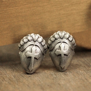 Cyberpunk holy nun earrings/925 sterling silver cross earrings/medieval religious earrings/vintage personalized earrings