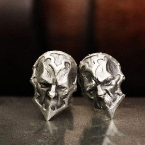 Lord mask earrings, devil design mask, death mask earrings, handmade silver earrings，Kingly style symbol，