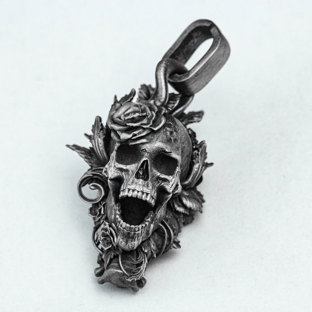 Hades Flower Sacrificial Skull Pendantskull Necklaceoxidized Jewelry