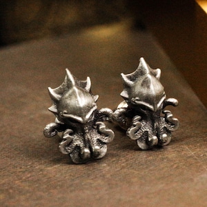 Mythical legend of the sea god Cthulhu octopus earrings, fish earrings, deep sea fish, artisan octopus jewelry, Cthulhu earrings