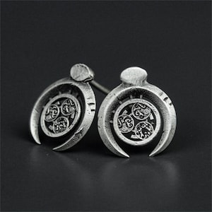2 pieces of earrings\Pierced Earrings\Crescent Earrings\Boho Earrings\Silver Gifts\Sterling Silver Needle Earrings\Luna Earrings