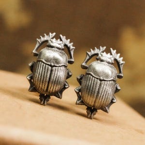 Scarab sterling silver earrings, scarab, sun god, soul of the pharaoh, messenger of the gods in Egyptian mythology, gift