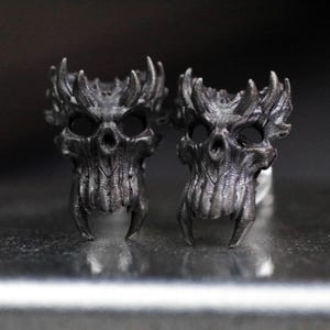 Spiritual Devil skull earrings, black cool skull earrings, alternative style mask earrings, vampire earrings, World of Warcraft jewelry