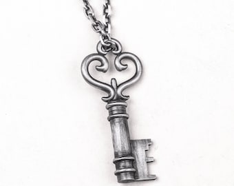 Heart pattern key romantic pendant necklace exquisite antique unlock new life jewelry 925 sterling silver brass for men and women