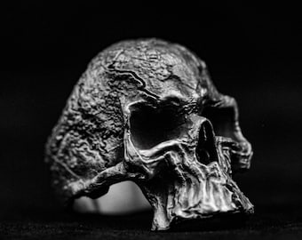 Handgemaakte maxilla-schedelring, 925 zilveren gotische sieraden