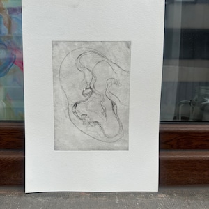 impression pointe seche à l’encre noir « chaire gourmande, la matière se referme n•2  »