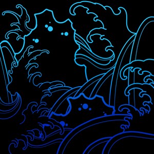 Procreate tattoo brush set, Japanese Waves, procreate stamp set image 2