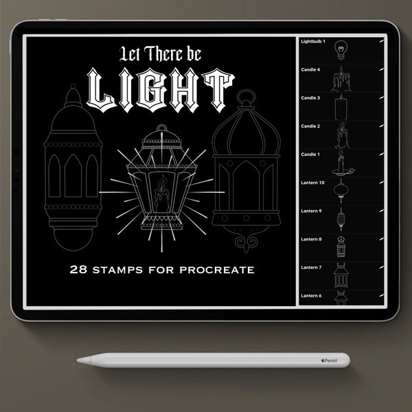 Procreate Tattoo, Let there be light, jeu de timbres pour procreate