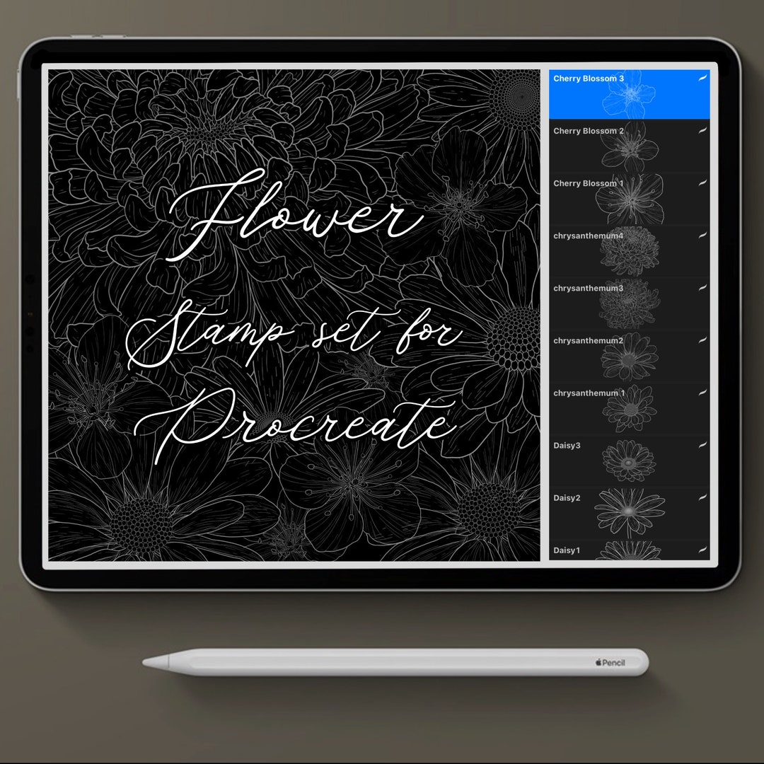 Procreate Brush Set-flower Stamp Set - Etsy