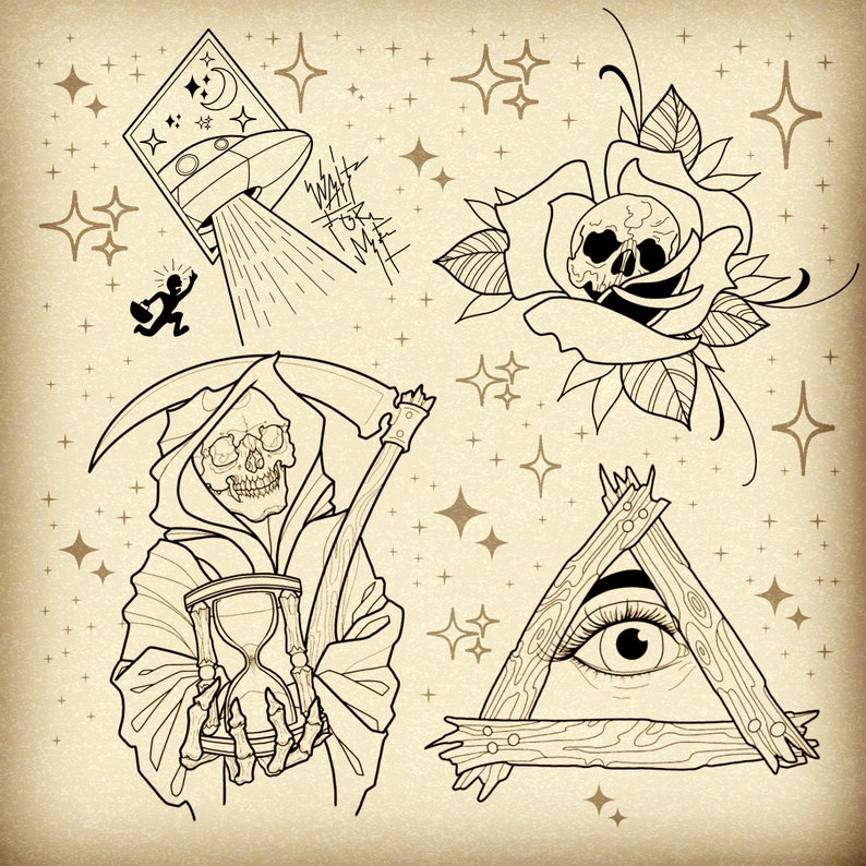 Procreate Brush Set Tattoo Flash Design Stamp Set for - Etsy