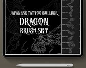 Procreate Tattoo Brush Set, Japanese Tattoo Designer, Dragon Procreate Stamp Set