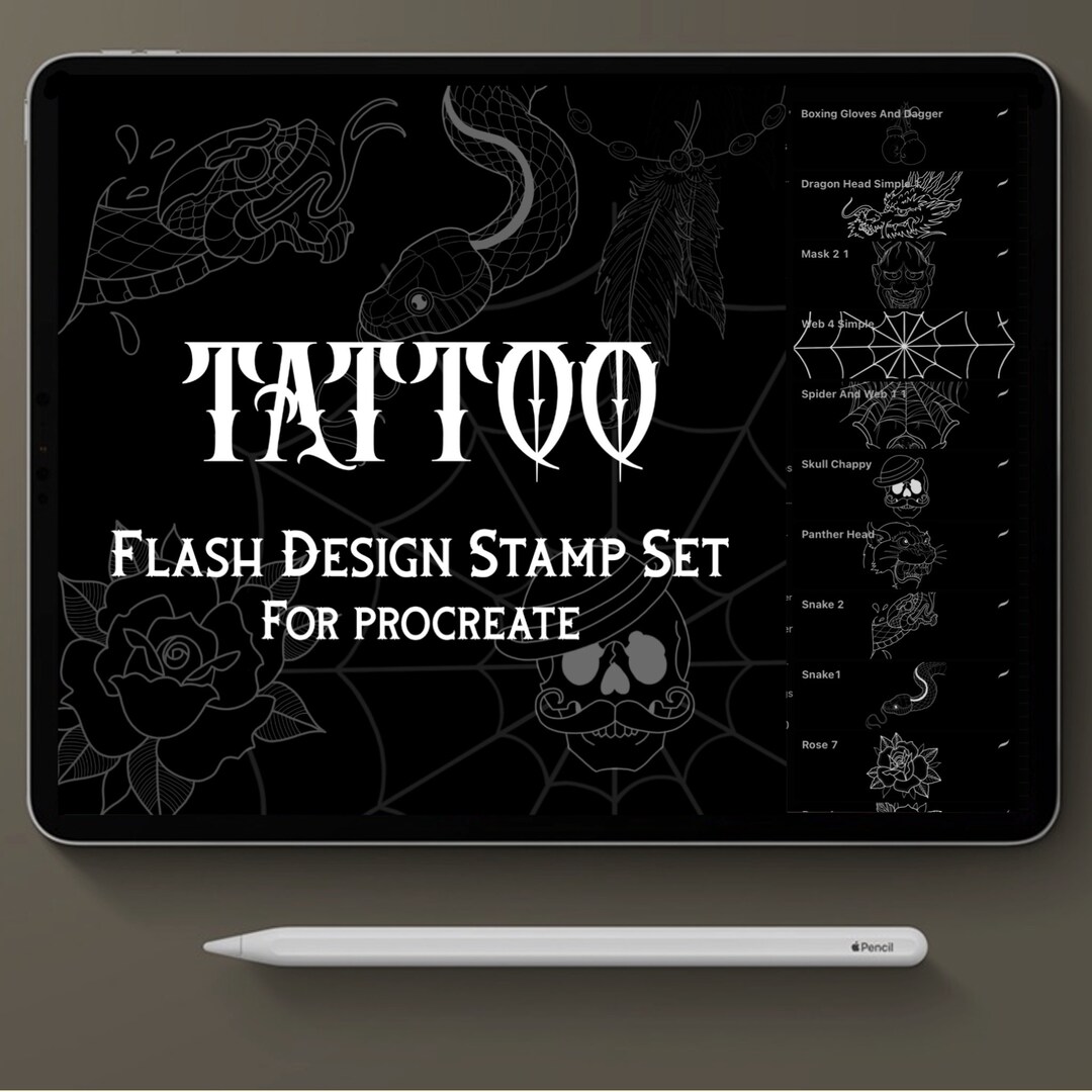 Procreate Brush Set - Tattoo Flash Design Stamp Set for Procreate - Etsy