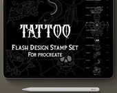 Procreate brush set  - Tattoo Flash Design Stamp Set for Procreate