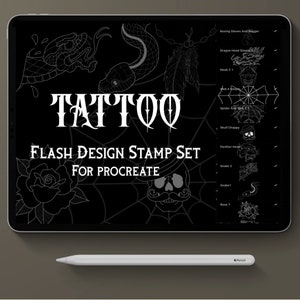 Procreate brush set  - Tattoo Flash Design Stamp Set for Procreate