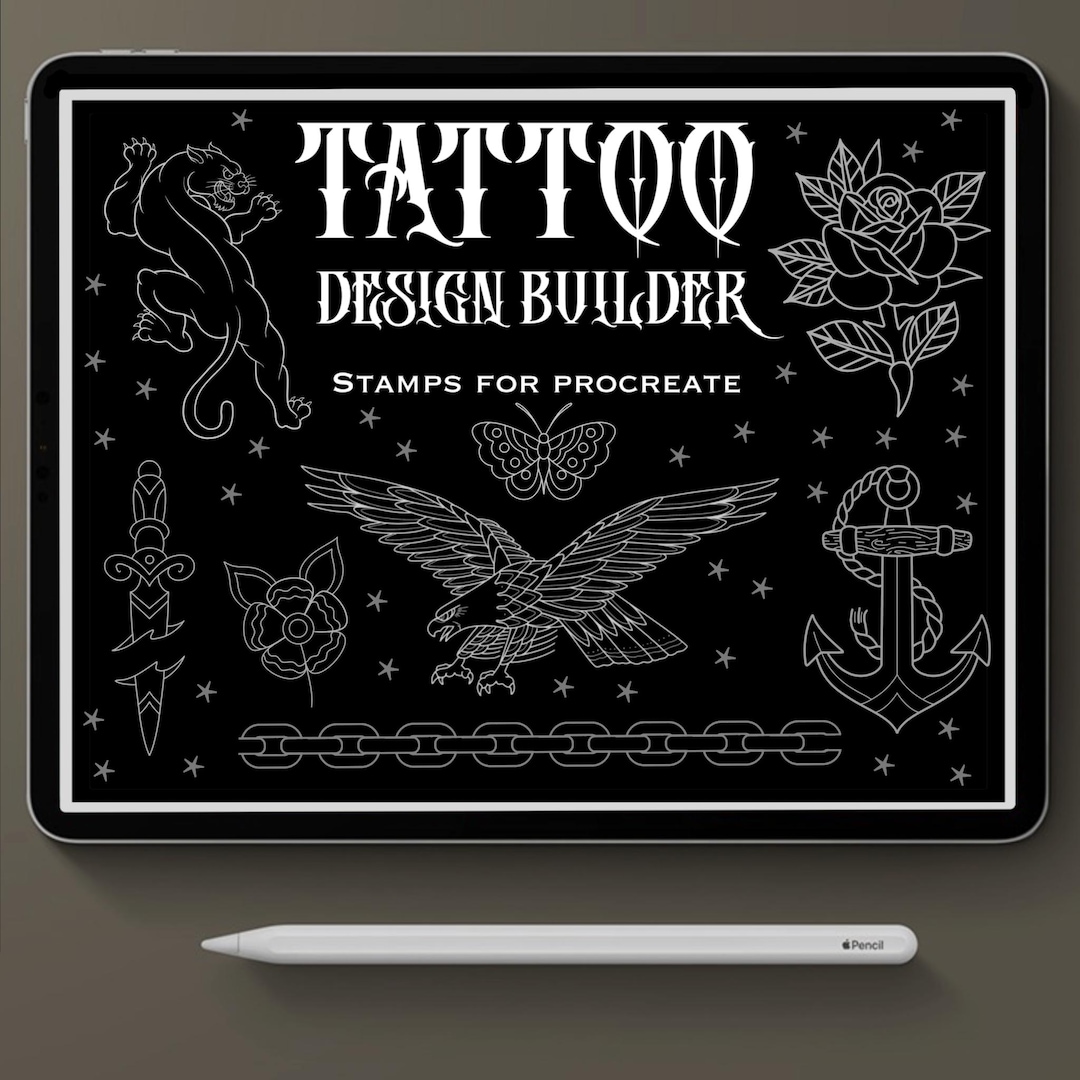 Procreate Tattoo Brush Set, Tattoo Design Builder, Tattoo Stamp Set ...