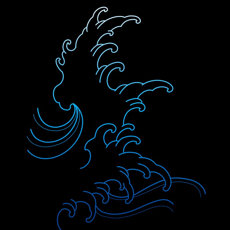 Procreate Tattoo Brush Set Japanese Waves Procreate Stamp Etsy