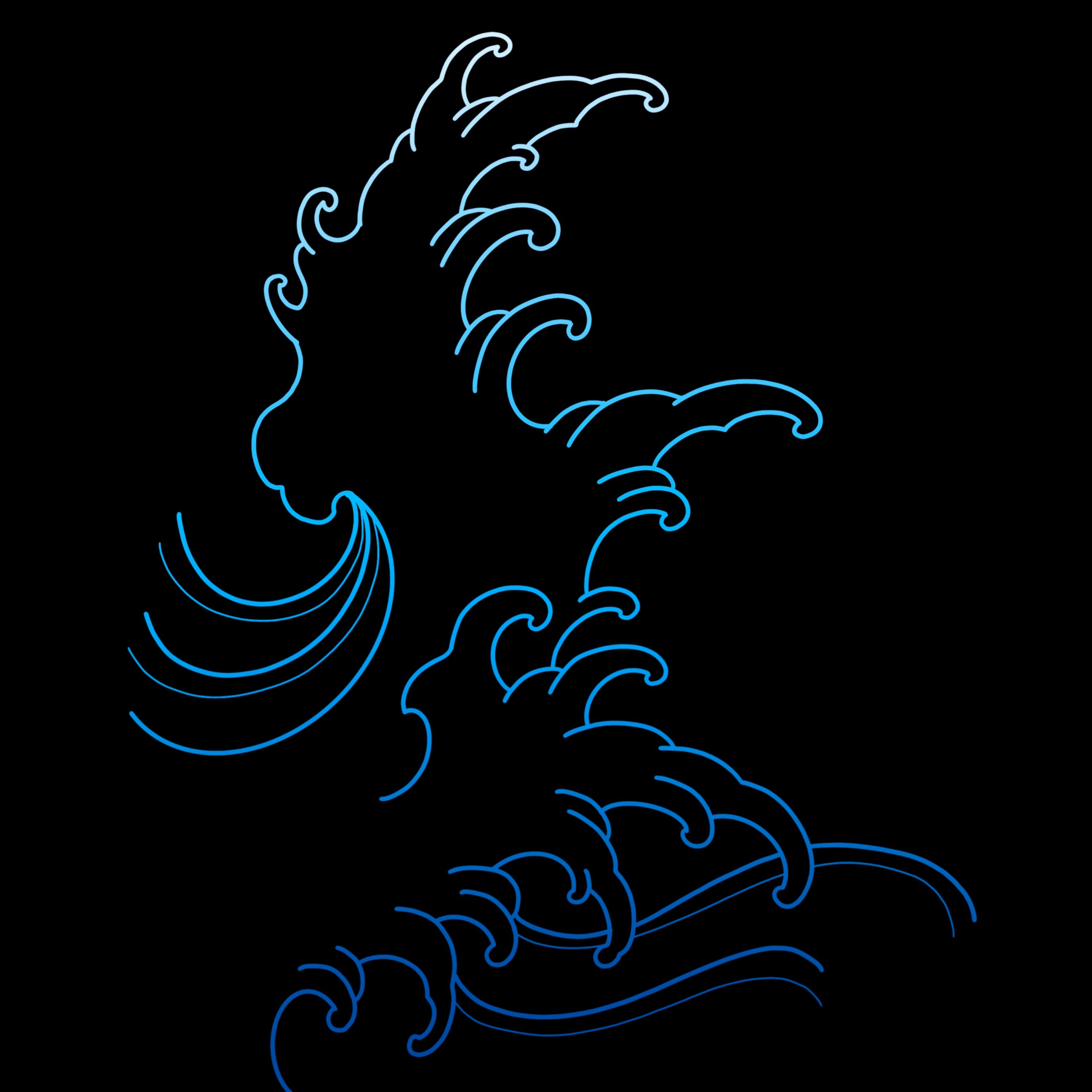 Procreate Tattoo Brush Set Japanese Waves Procreate Stamp Etsy