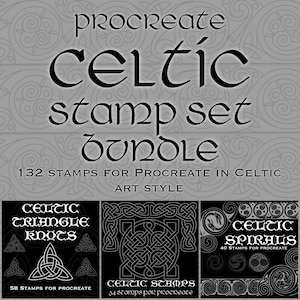 Procreate Tattoo, Celtic Stamp Set Bundle, 132 stamps for procreate