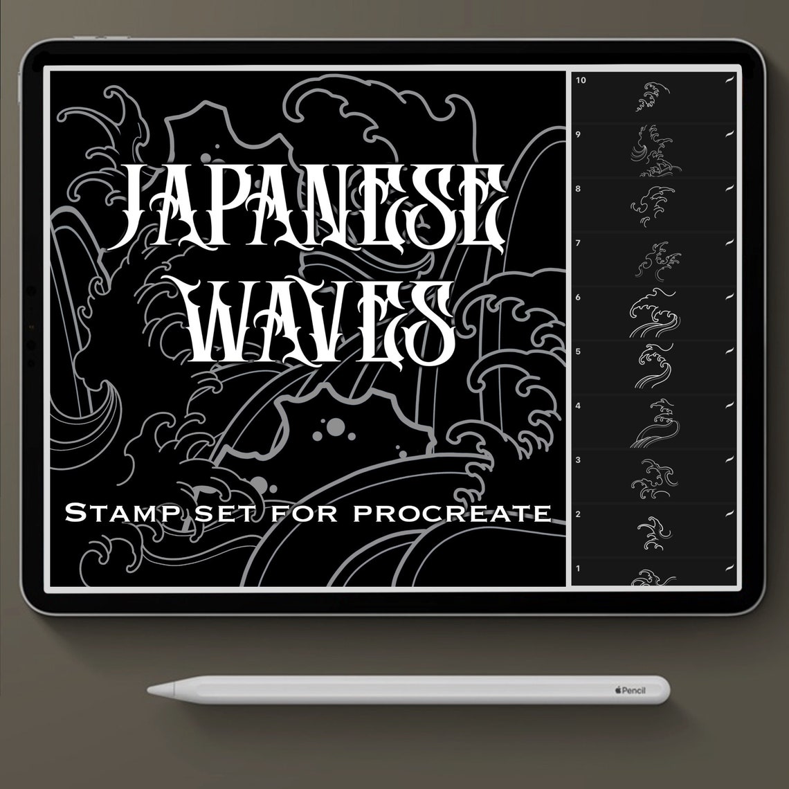 Procreate Tattoo Brush Set Japanese Waves Procreate Stamp Etsy Norway