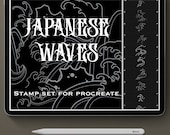 Procreate tattoo brush set, Japanese Waves, procreate stamp set