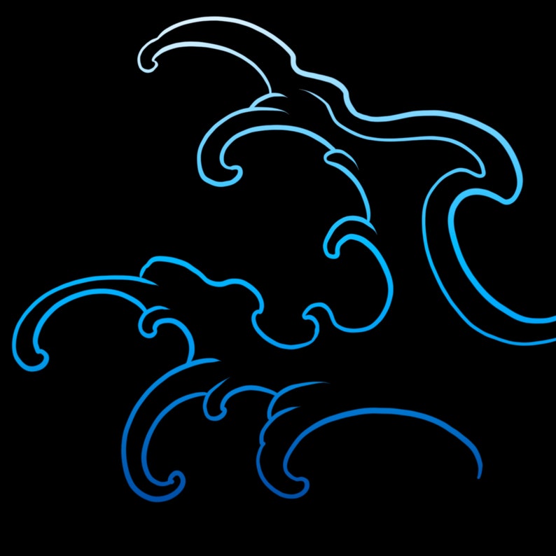 Procreate tattoo brush set, Japanese Waves, procreate stamp set image 4