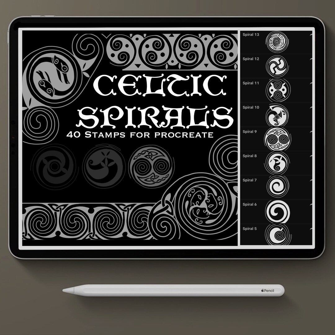 Procreate Tattoo Brushes Celtic Spiral Designs Stamp Set for Etsy