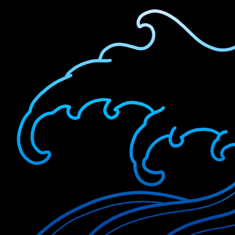 Procreate tattoo brush set, Japanese Waves, procreate stamp set image 5