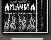 Procreate Tattoo brush set, Flames stamp set for procreate