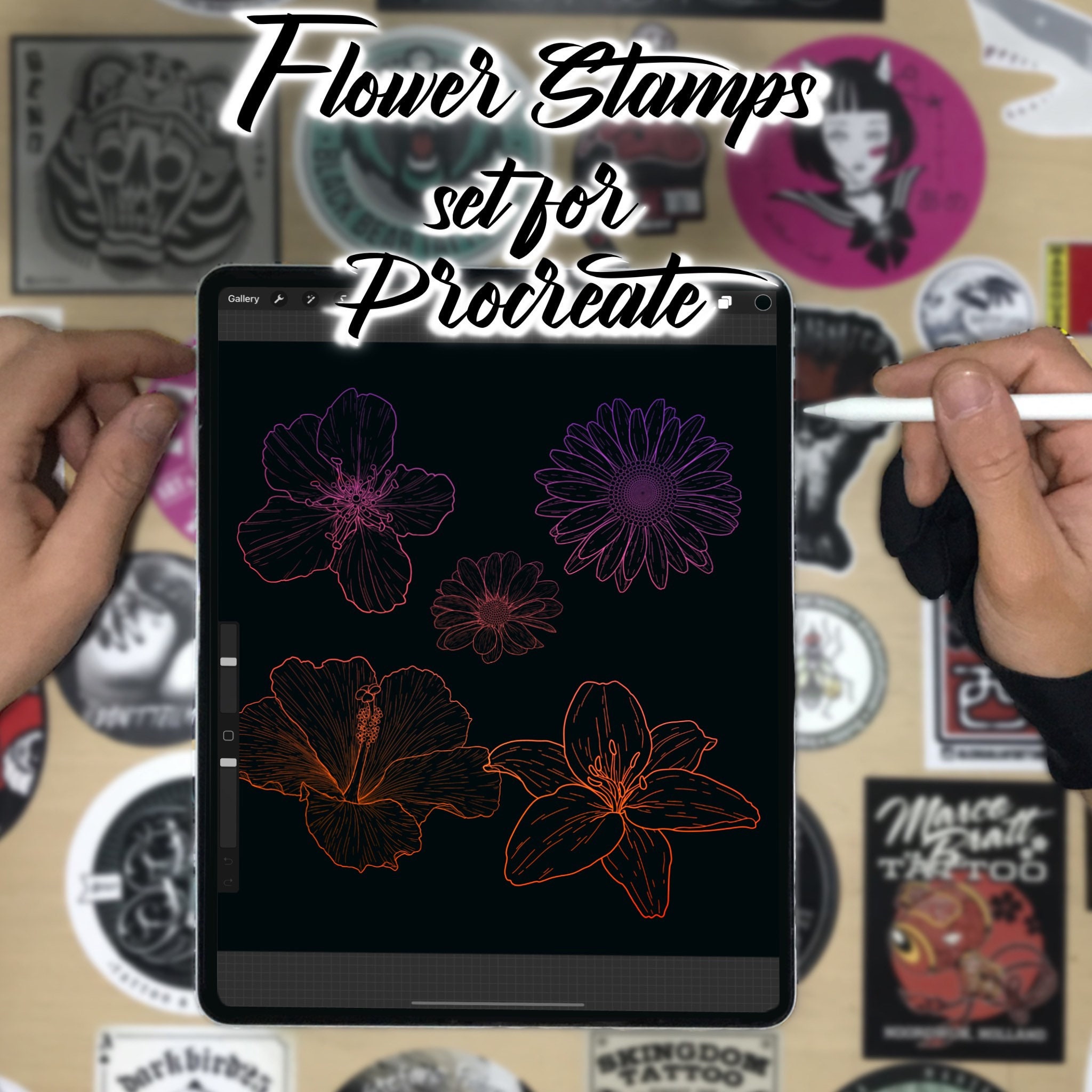 Procreate Brush Set-flower Stamp Set | Etsy