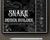 Procreate tattoo brush set, Snake design builder, snake stamp set