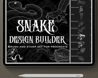 Ensemble de pinceaux de tatouage Procreate, créateur de conception de serpent, ensemble d'estampes de serpent