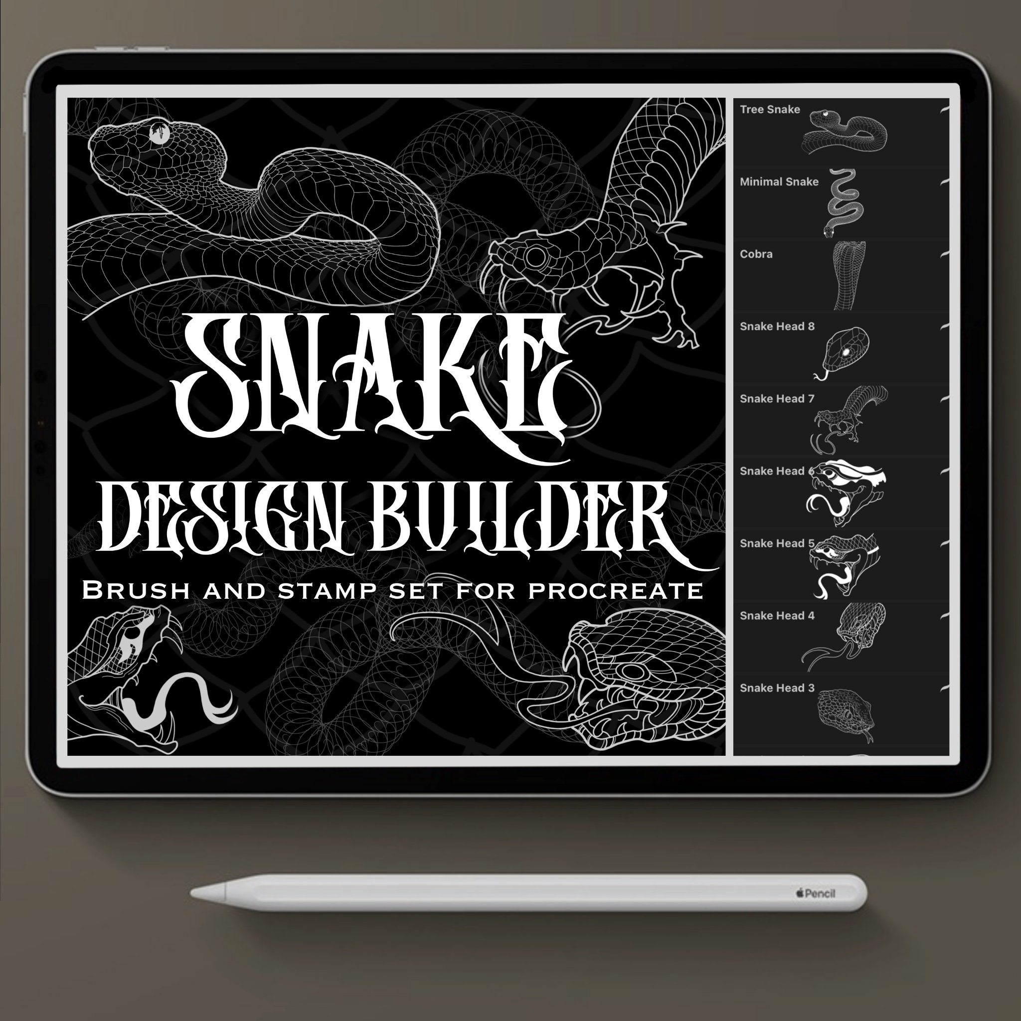 Procreate Tattoo Brush Set Snake Design Builder Snake Stamp Etsy Canada
