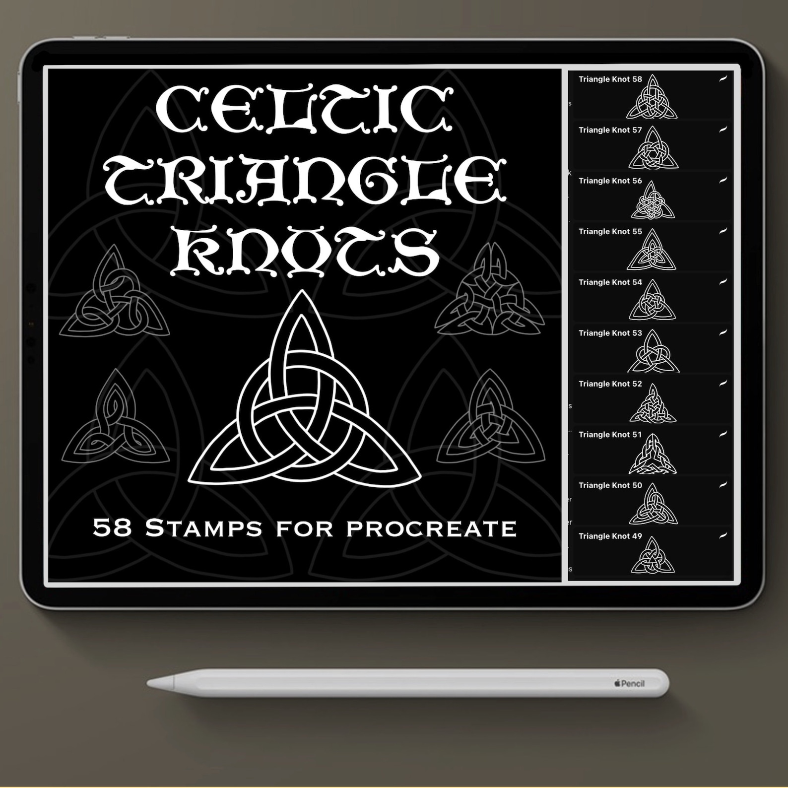 Procreate Tattoo Brush Set 58 Celtic Triangle Knots Stamps | Etsy