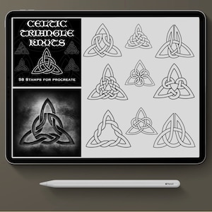 Procreate tattoo Brush Set, 58 Celtic Triangle Knots, Stamps for procreate