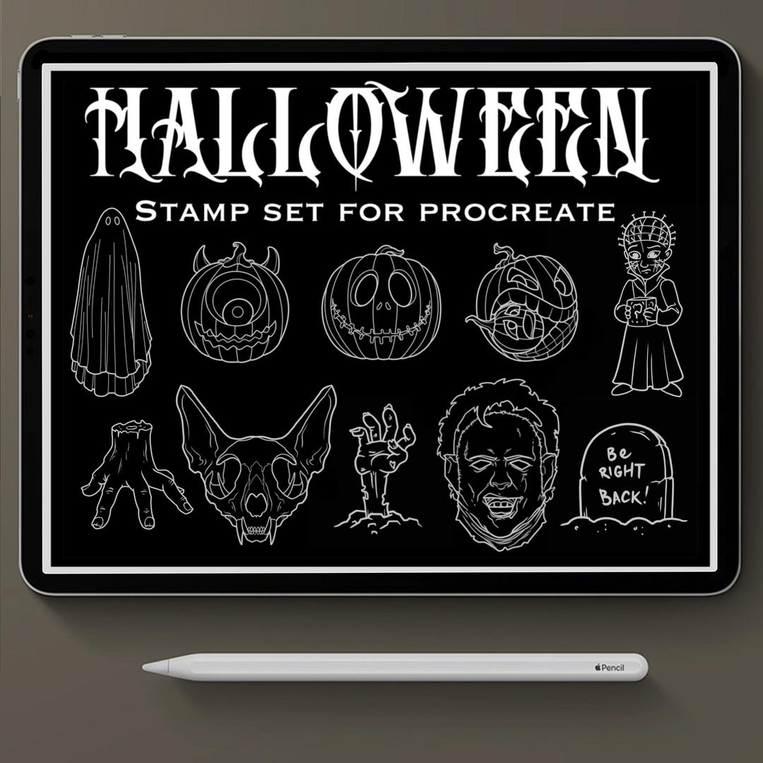Procreate Tattoo Brush Set, Halloween Design Builder, Halloween and ...