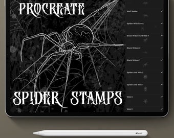 Spider and web Procreate stamps