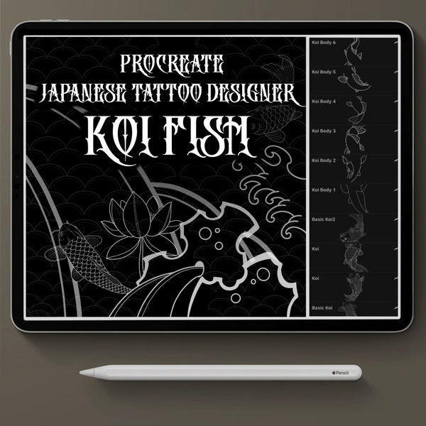 Procreate tattoo, Japanese Tattoo Designer, Koi Fish