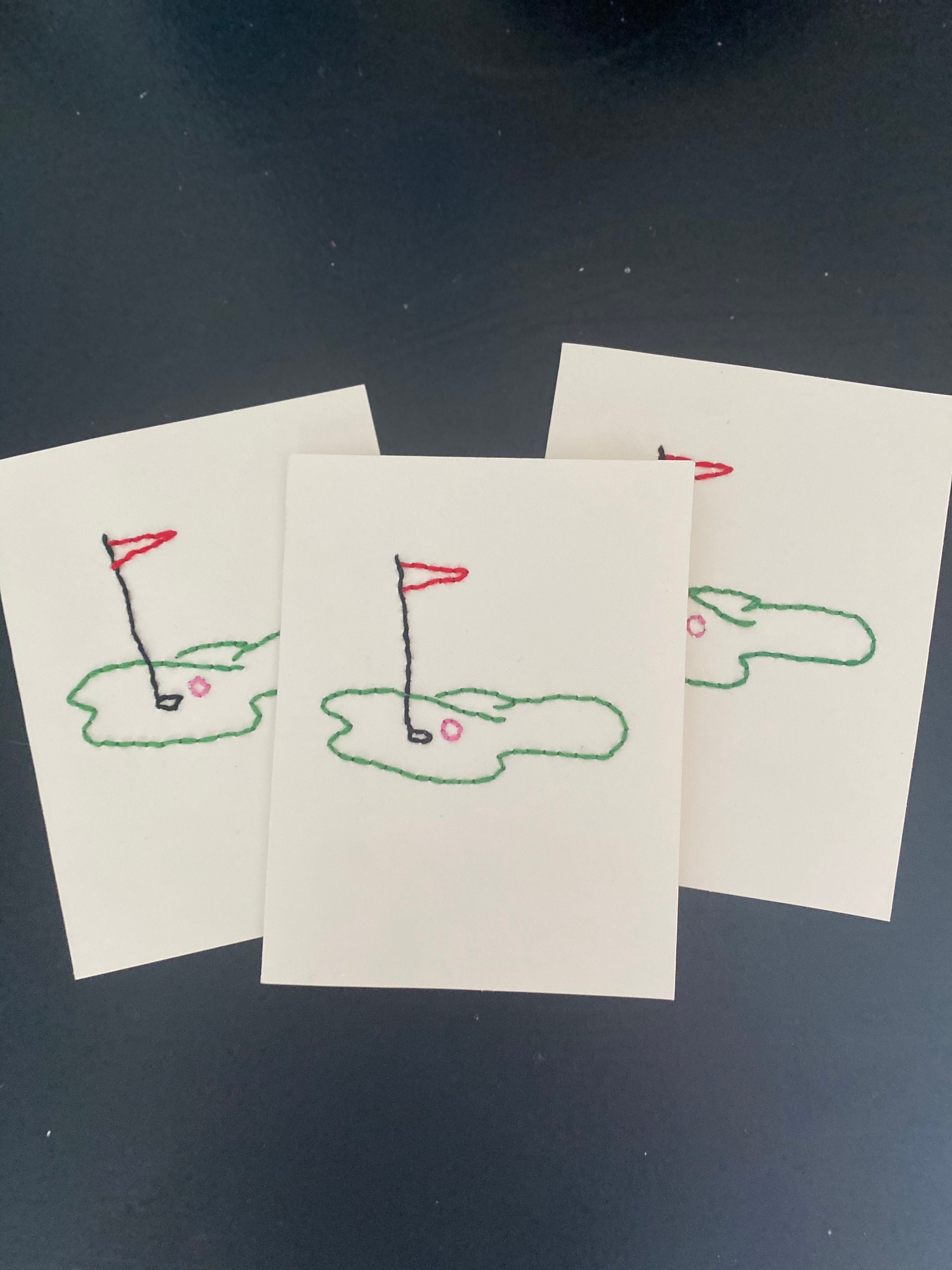 Hole in OneEmbroidered Card Etsy