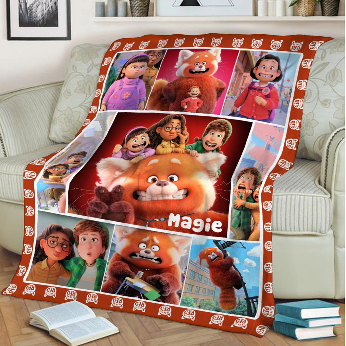 Personalized Disney Pixar Turning Red Blanket Cartoon Disney Etsy Canada