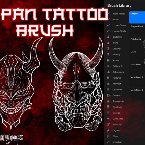 Procreate Tattoo Japanese Tattoo Builder Procreate Brush Etsy