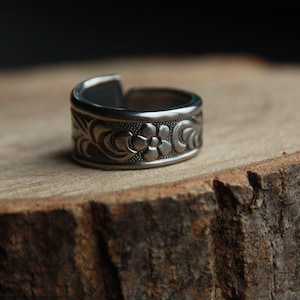 Spoon Ring, Fork Ring, Silverware Jewelry, Waterproof Rings, Spoon Ring Man, Silver Spoon Ring, Flower Ring, Stainless Steel Spoon Ring